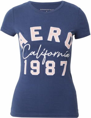 AÉROPOSTALE Tričko 'CALIFORNIA 1987'  námornícka modrá / ružová / biela