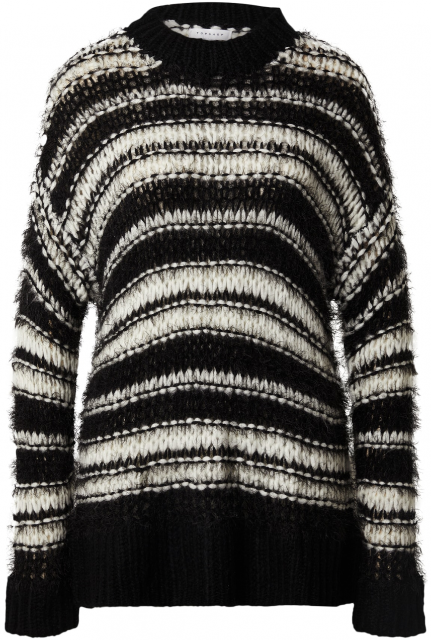 TOPSHOP Sveter  čierna / biela