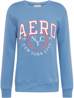 AÉROPOSTALE Mikina 'NYC 1987'  petrolejová / svetločervená / biela