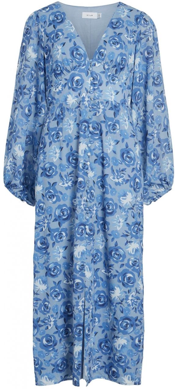 VILA Šaty  modrá / modrosivá / tmavomodrá / šedobiela