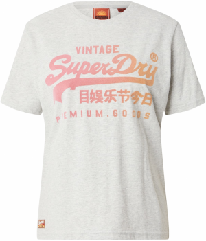 Superdry Tričko  sivá melírovaná / oranžová