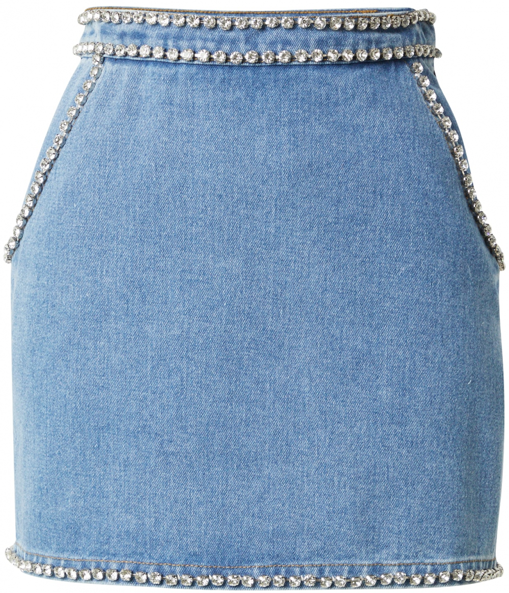 Nasty Gal Sukňa  modrá denim / strieborná / priehľadná