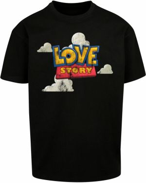 MT Upscale Tričko 'Love Story'  tmavožltá / jasne červená / čierna / šedobiela