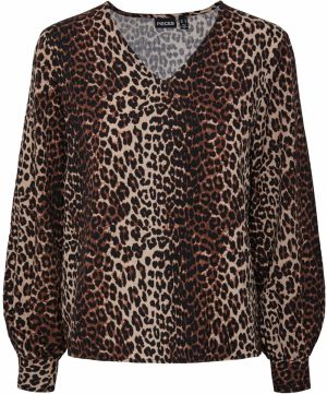 PIECES Blúzka 'MELLISA'  béžová / hnedá / čierna