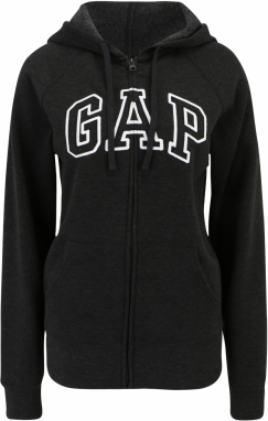 Gap Tall Tepláková bunda 'HERITAGE'  čierna melírovaná / biela