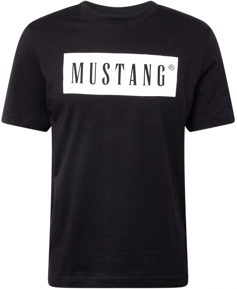MUSTANG Tričko 'Austin'  čierna / šedobiela
