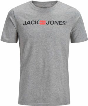 JACK & JONES Tričko 'Essentials'  sivá melírovaná / pastelovo červená / čierna