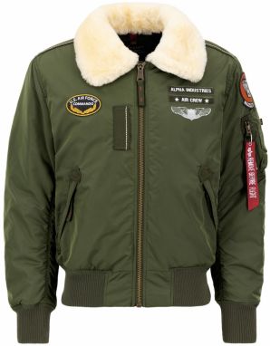 ALPHA INDUSTRIES Zimná bunda 'Injector III Air Force'  tmavozelená / jasne červená / biela ako vlna