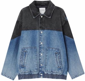 Pull&Bear Prechodná bunda  modrá denim / sivý denim