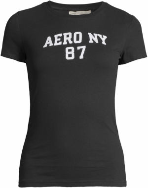 AÉROPOSTALE Tričko 'AUG AERO NY 87'  čierna / biela