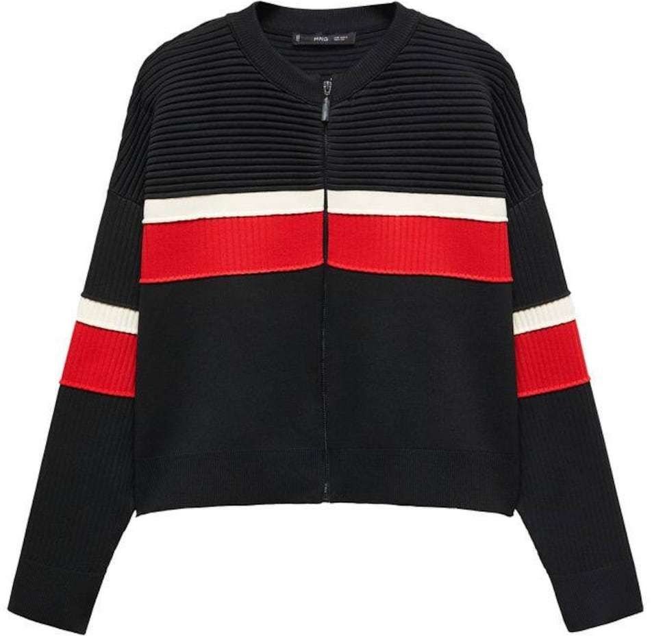 MANGO Kardigán 'Bizcoxit'  červená / čierna / biela