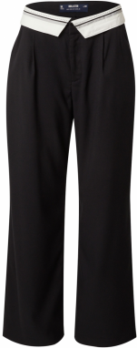 HOLLISTER Plisované nohavice 'EMEA'  čierna / biela