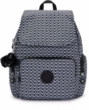 KIPLING Batoh 'CITY ZIP'  čierna / biela