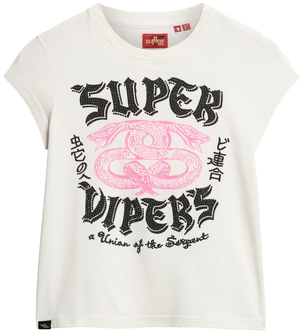 Superdry Tričko  nebielená / svetloružová / čierna