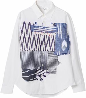 Desigual Košeľa 'Ikat'  modrá / krvavo červená / biela