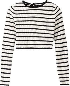 Bershka Sveter  čierna / biela