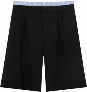 Pull&Bear Plisované nohavice  svetlomodrá / čierna / biela