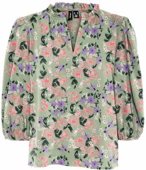 VERO MODA Blúzka 'Olivia'  pastelovo zelená / tmavozelená / fialová / ružová