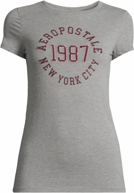 AÉROPOSTALE Tričko 'JKI 1987'  pueblo / sivá melírovaná