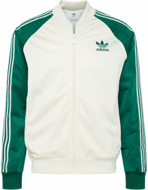 ADIDAS ORIGINALS Tepláková bunda  tmavozelená / biela