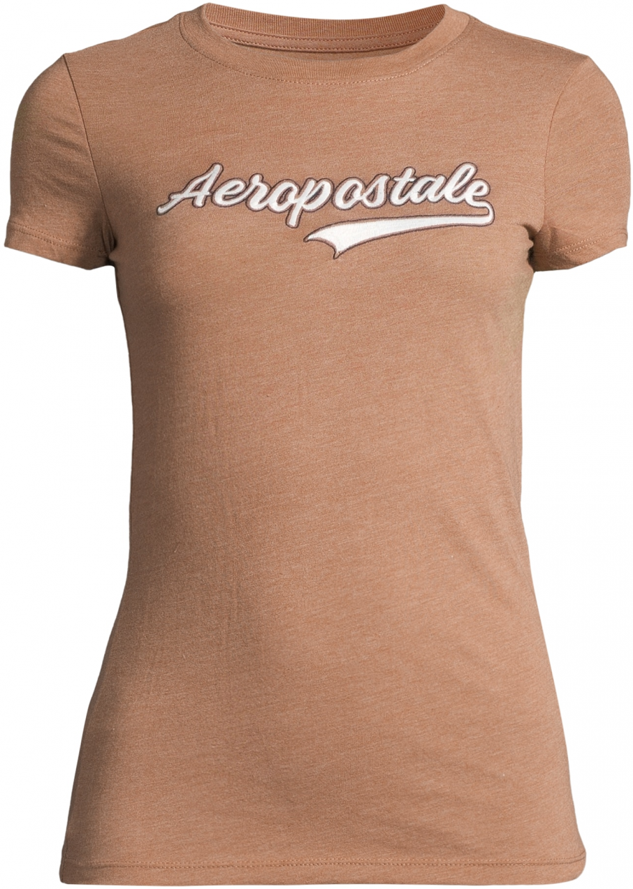 AÉROPOSTALE Tričko 'JKI SCRIPT TAIL'  béžová melírovaná / biela