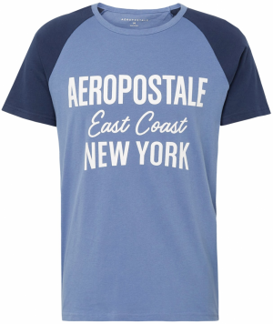 AÉROPOSTALE Tričko 'EAST COAST'  námornícka modrá / modrosivá / šedobiela
