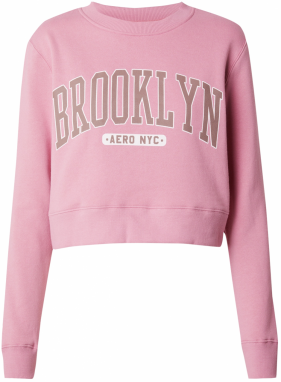 AÉROPOSTALE Mikina 'BROOKLYN'  olivová / svetlofialová / biela