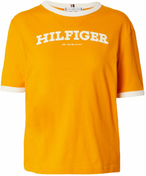 TOMMY HILFIGER Tričko  svetlobéžová / oranžová / biela