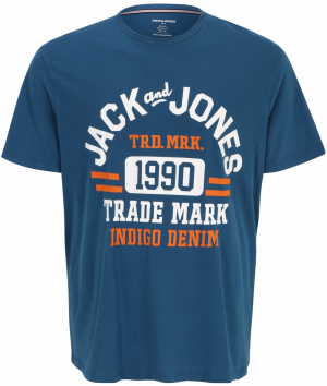 Jack & Jones Plus Tričko 'CARLO'  zafírová / oranžová / biela