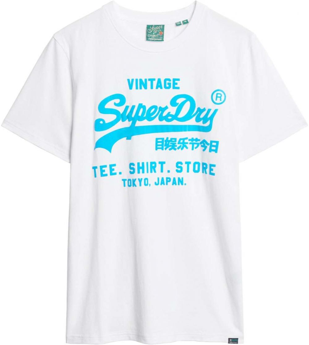 Superdry Tričko  neónovo modrá / biela