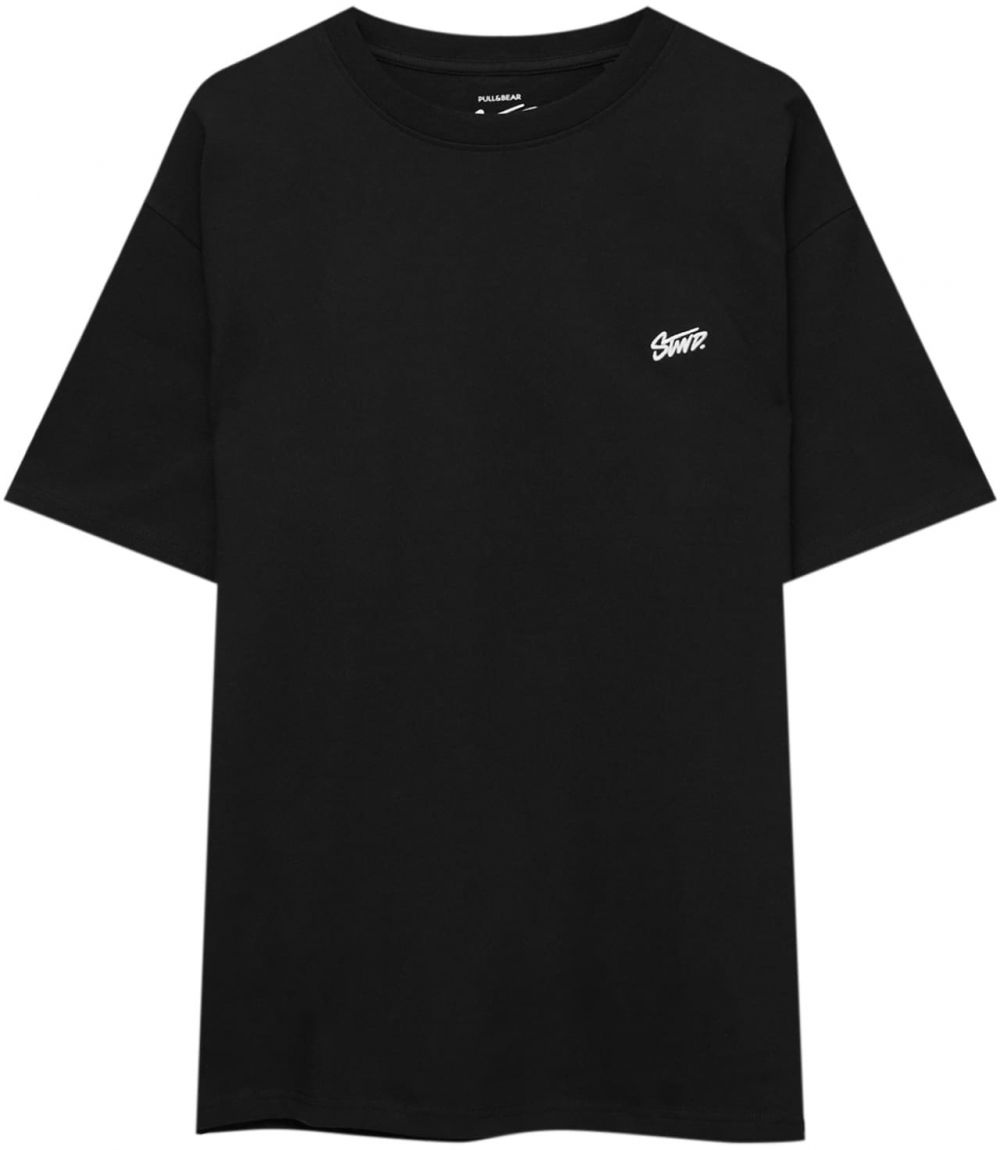 Pull&Bear Tričko  čierna / biela