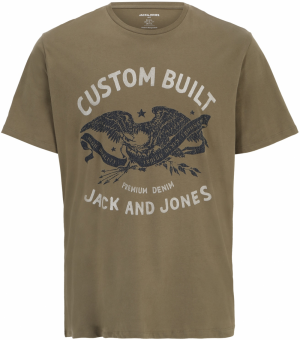Jack & Jones Plus Tričko 'FONNE'  svetlosivá / olivová / čierna