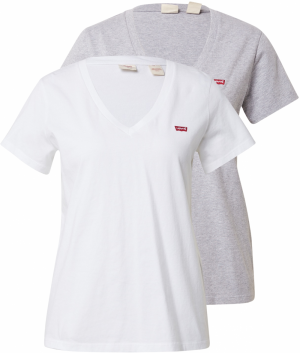 LEVI'S ® Tričko '2Pack Vneck Tee'  sivá melírovaná / biela