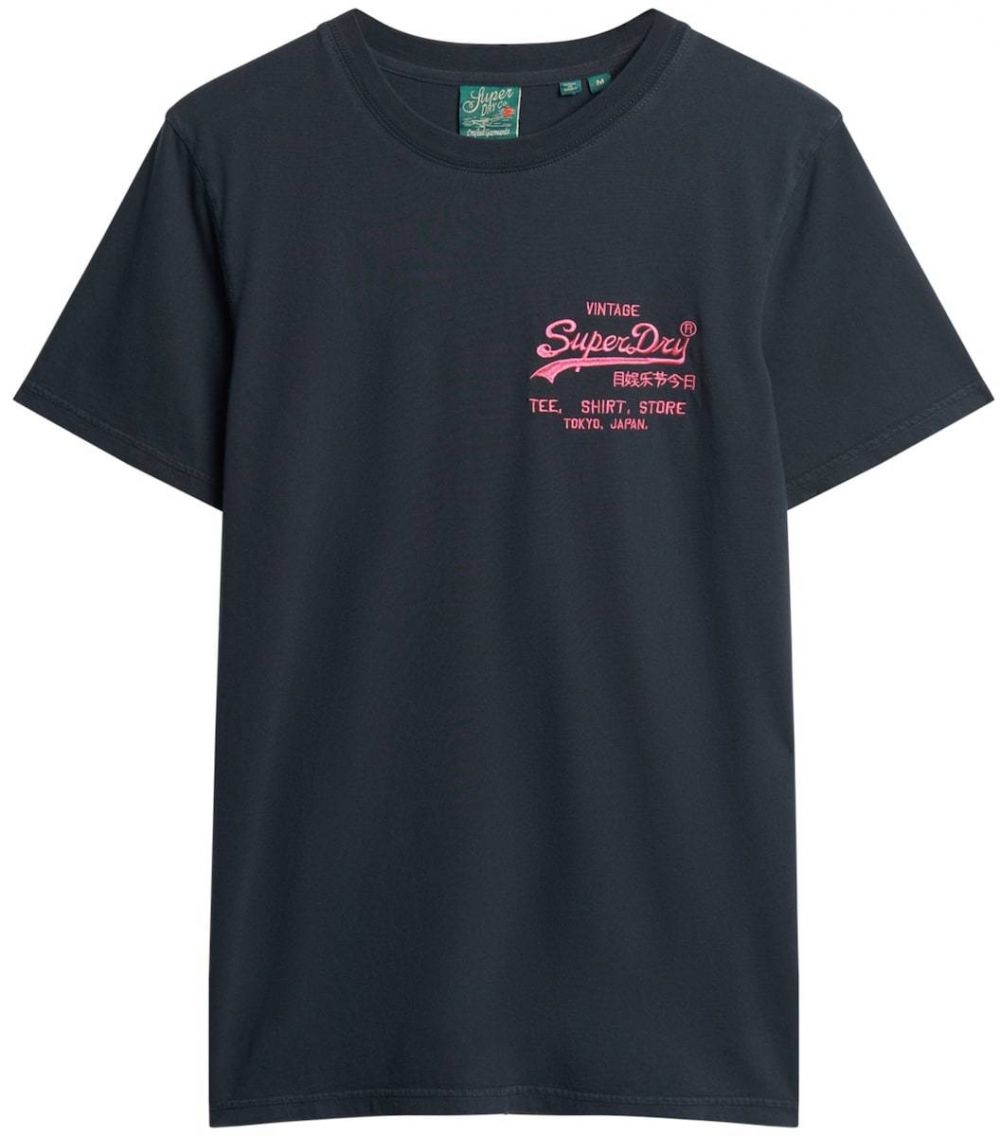 Superdry Tričko  tmavomodrá / ružová