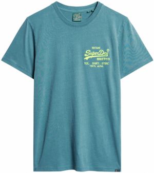 Superdry Tričko  modrozelená / neónovo žltá