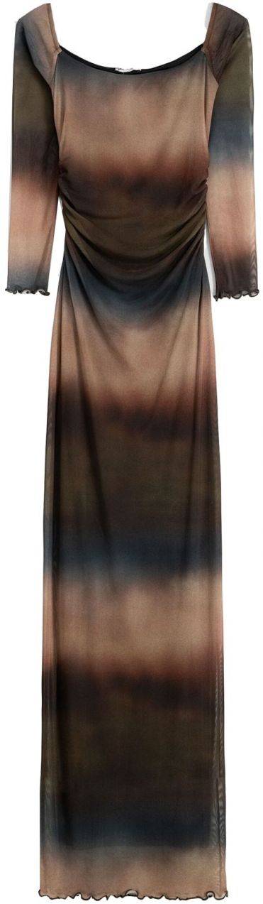 Bershka Šaty  modrá / hnedá / kaki / rosé