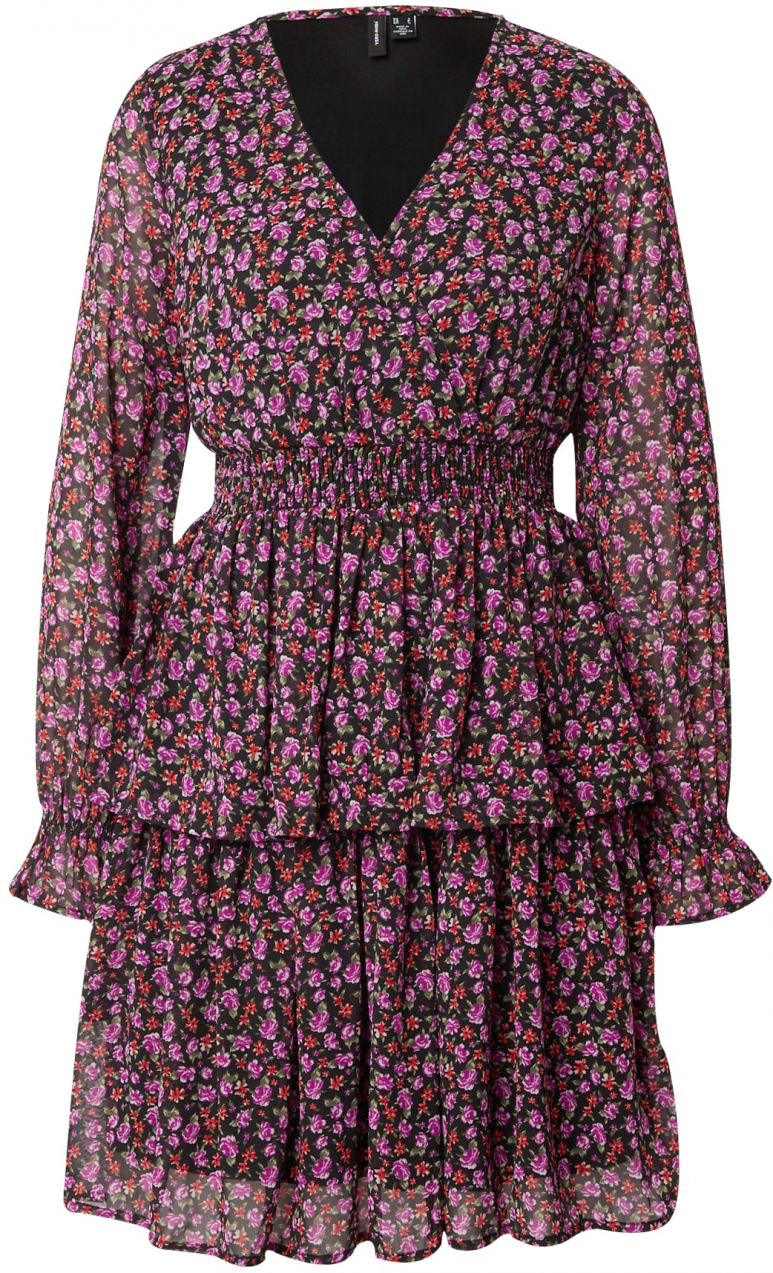 VERO MODA Šaty 'Holly'  olivová / ružová / čierna / biela