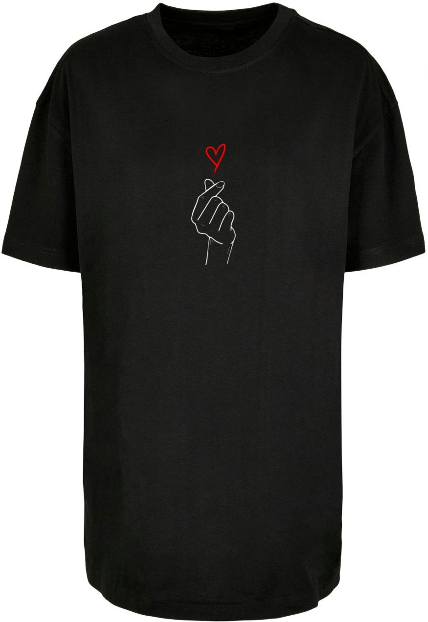 Merchcode Oversize tričko 'Heart'  jasne červená / čierna / biela