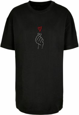 Merchcode Oversize tričko 'Heart'  jasne červená / čierna / biela