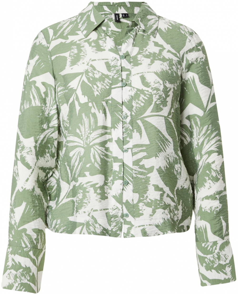 VERO MODA Blúzka 'JOSIE'  tmavozelená / biela