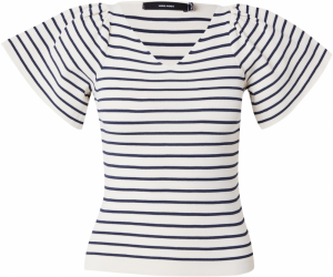 VERO MODA Sveter 'GINNY'  námornícka modrá / prírodná biela