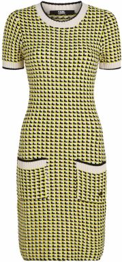 Karl Lagerfeld Pletené šaty  žltá / čierna / prírodná biela