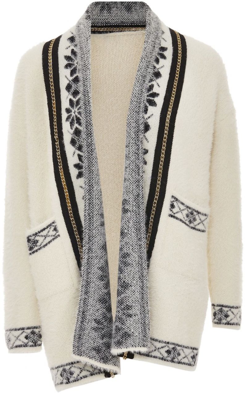 faina Kardigán  zlatá / čierna / biela ako vlna
