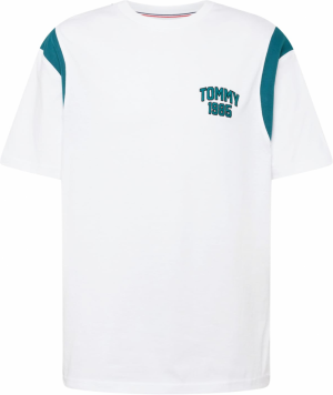 Tommy Jeans Tričko  petrolejová / biela