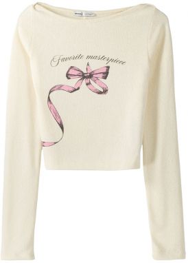 Bershka Sveter  nebielená / ružová / čierna