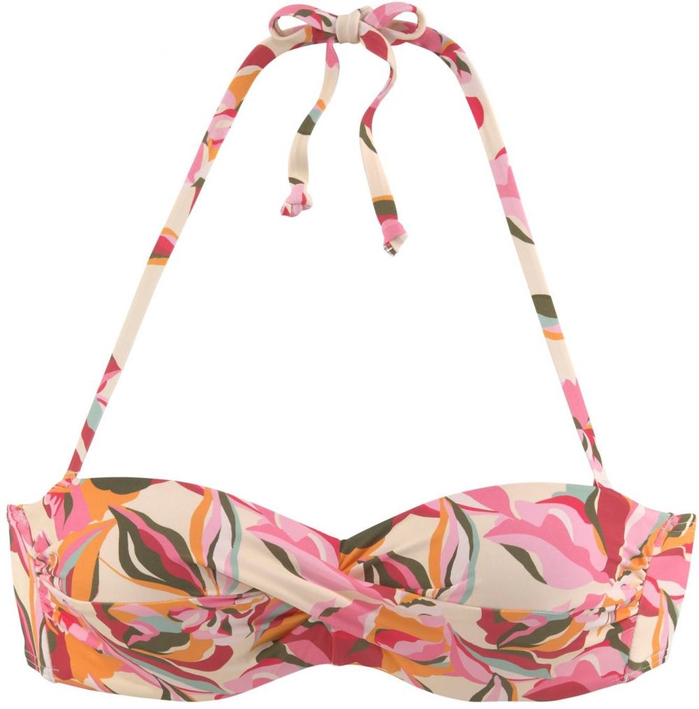 s.Oliver Bikinový top 'Bauhinia'  tmelová / tmavozelená / oranžová / svetloružová