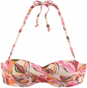 s.Oliver Bikinový top 'Bauhinia'  tmelová / tmavozelená / oranžová / svetloružová