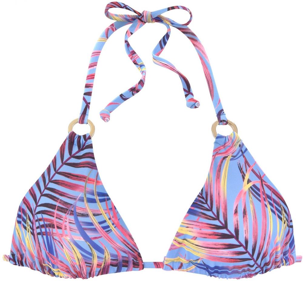 LASCANA Bikinový top 'Breese'  nebesky modrá / svetložltá / baklažánová / svetloružová