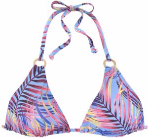 LASCANA Bikinový top 'Breese'  nebesky modrá / svetložltá / baklažánová / svetloružová