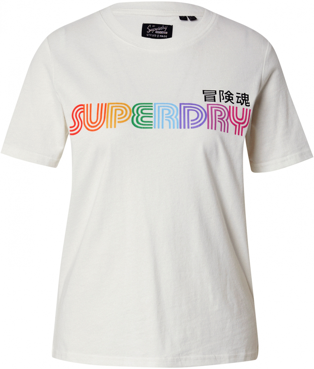 Superdry Tričko  zelená / oranžová / červená / biela
